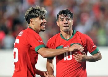 Brahim Diaz (à d.), auteur du but victorieux face au Lesotho