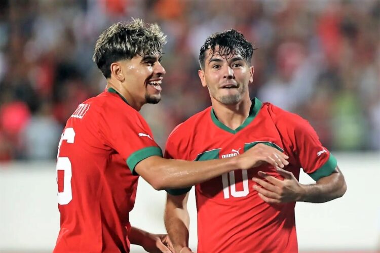 Brahim Diaz (à d.), auteur du but victorieux face au Lesotho